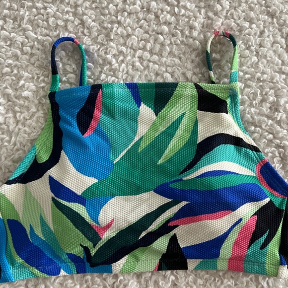 Shade & Shore Blue and Green Bikini with Artistic Leaf Print - Picture 1 of 4